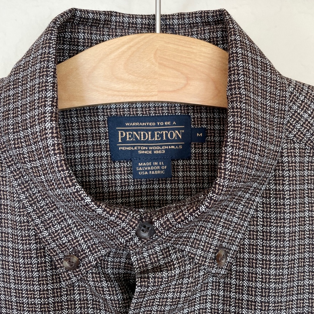 Pendleton air loom merino shirt brown check